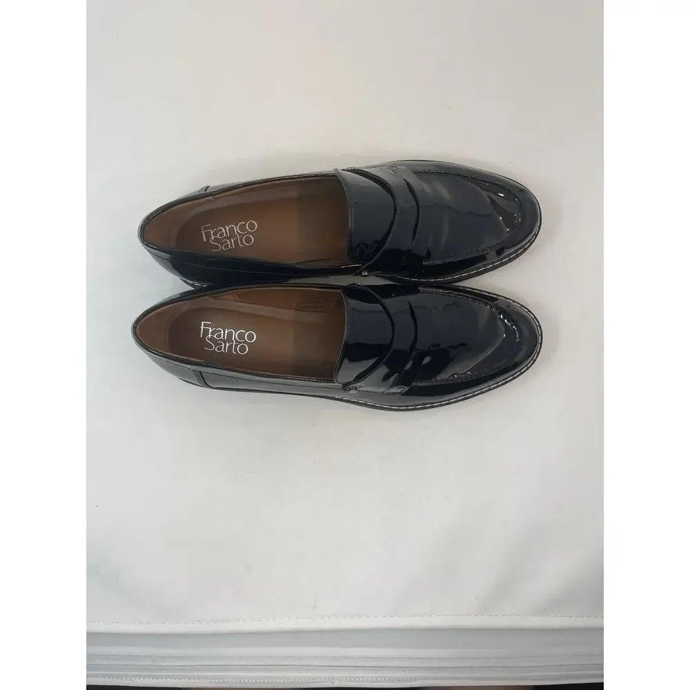 Franco Sarto Cassandra Penny Loafers with a Lug Sole‎ Patent Leather Size 10M
